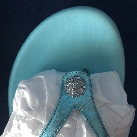 Metallic Blue Flip Flops with Rhinestone 8M - Picture 13 of 16